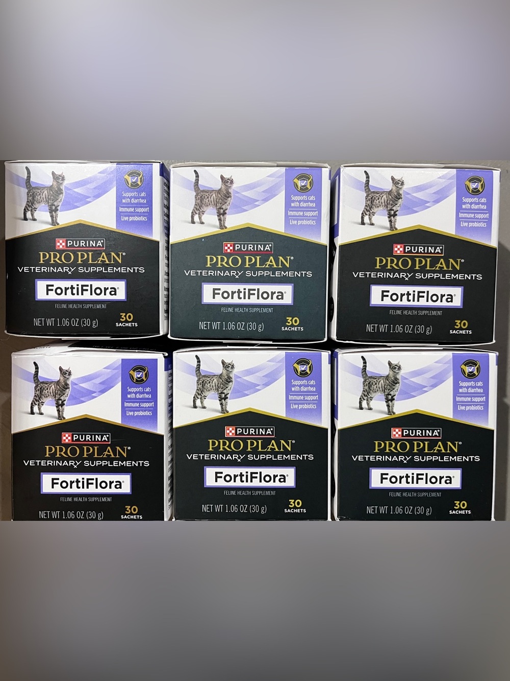 Purina Pro Plan FortiFlora Feline 30 Sachets Lot of 6 Boxes